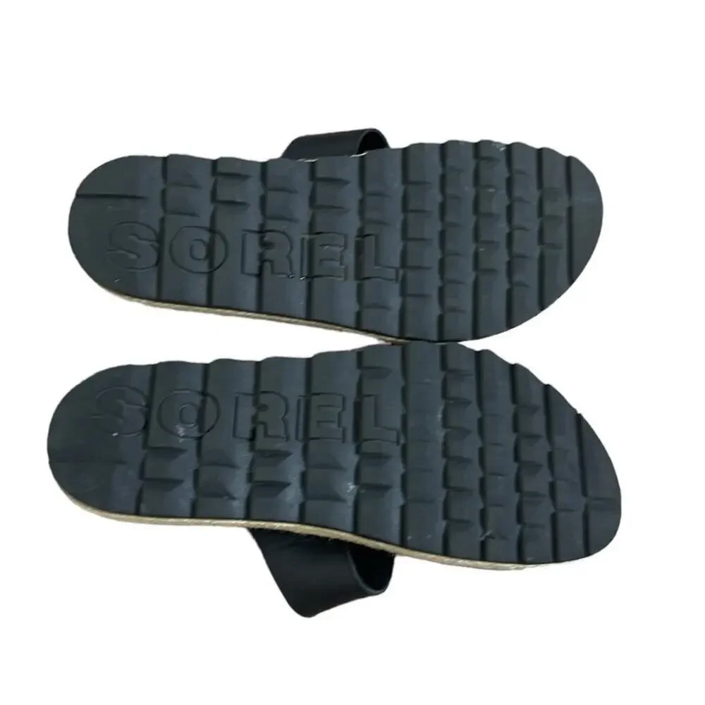 SOREL ROAMING BUCKLE SLIDE JUTE BLACK SIZE 9‎